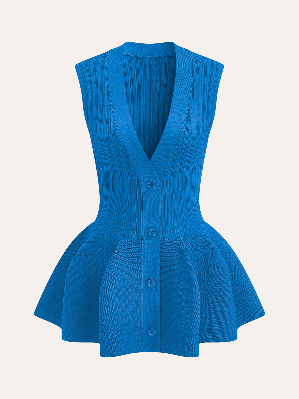 Structured Peplum Button-Up Knit Vest