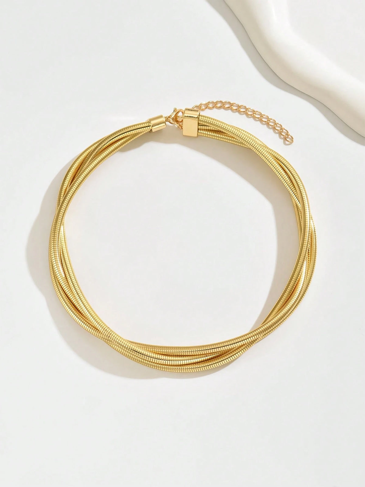 Triple-Layered Gold-Tone Choker Necklace