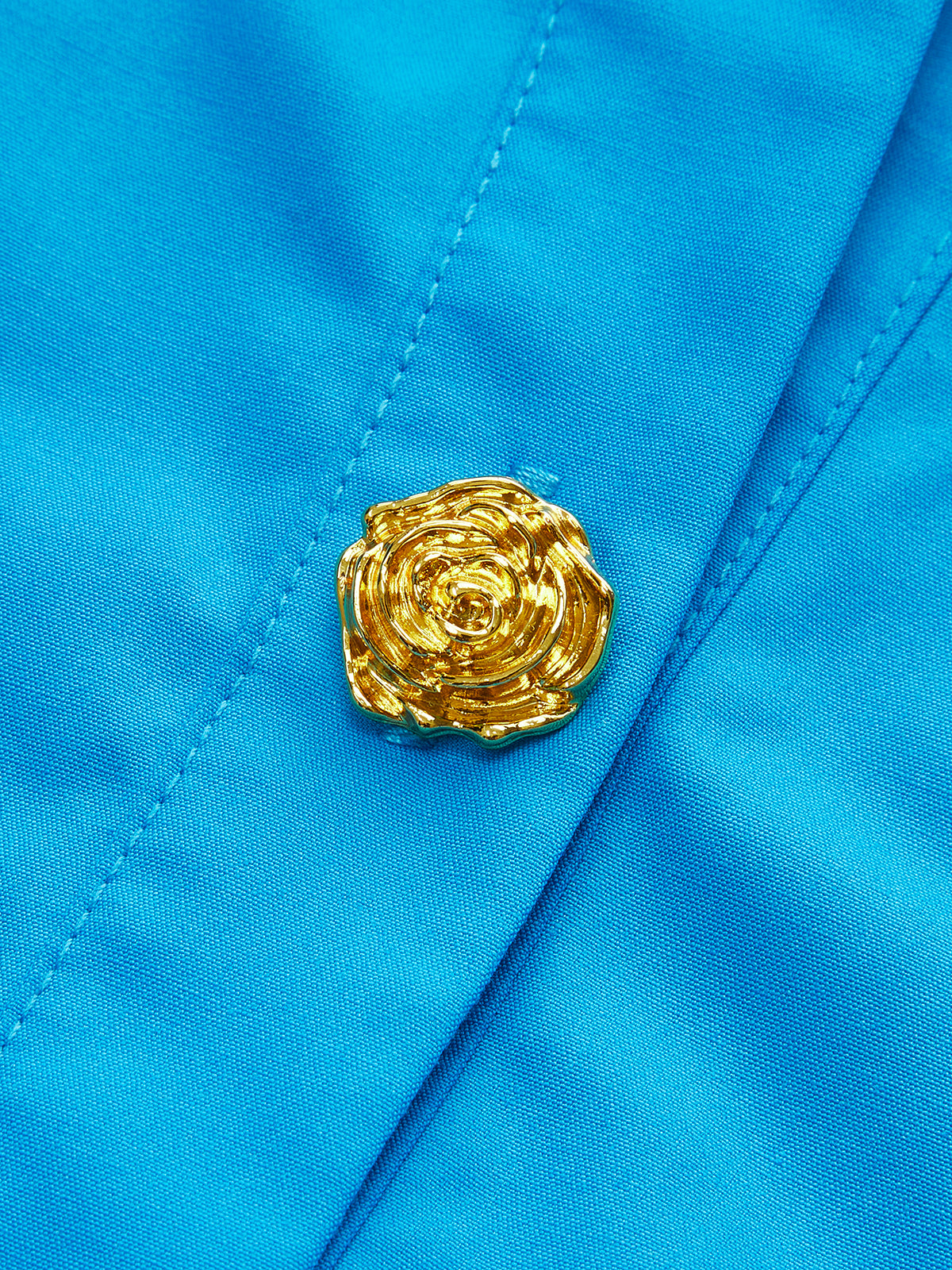 Pocketed Button-Up Blouse with Front Knot