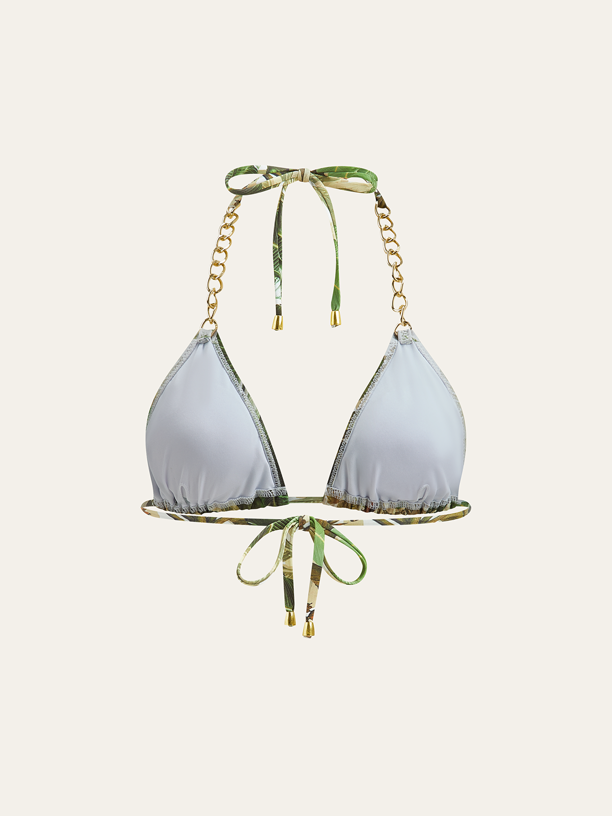 Print Chain Straps Triangle Bikini Top