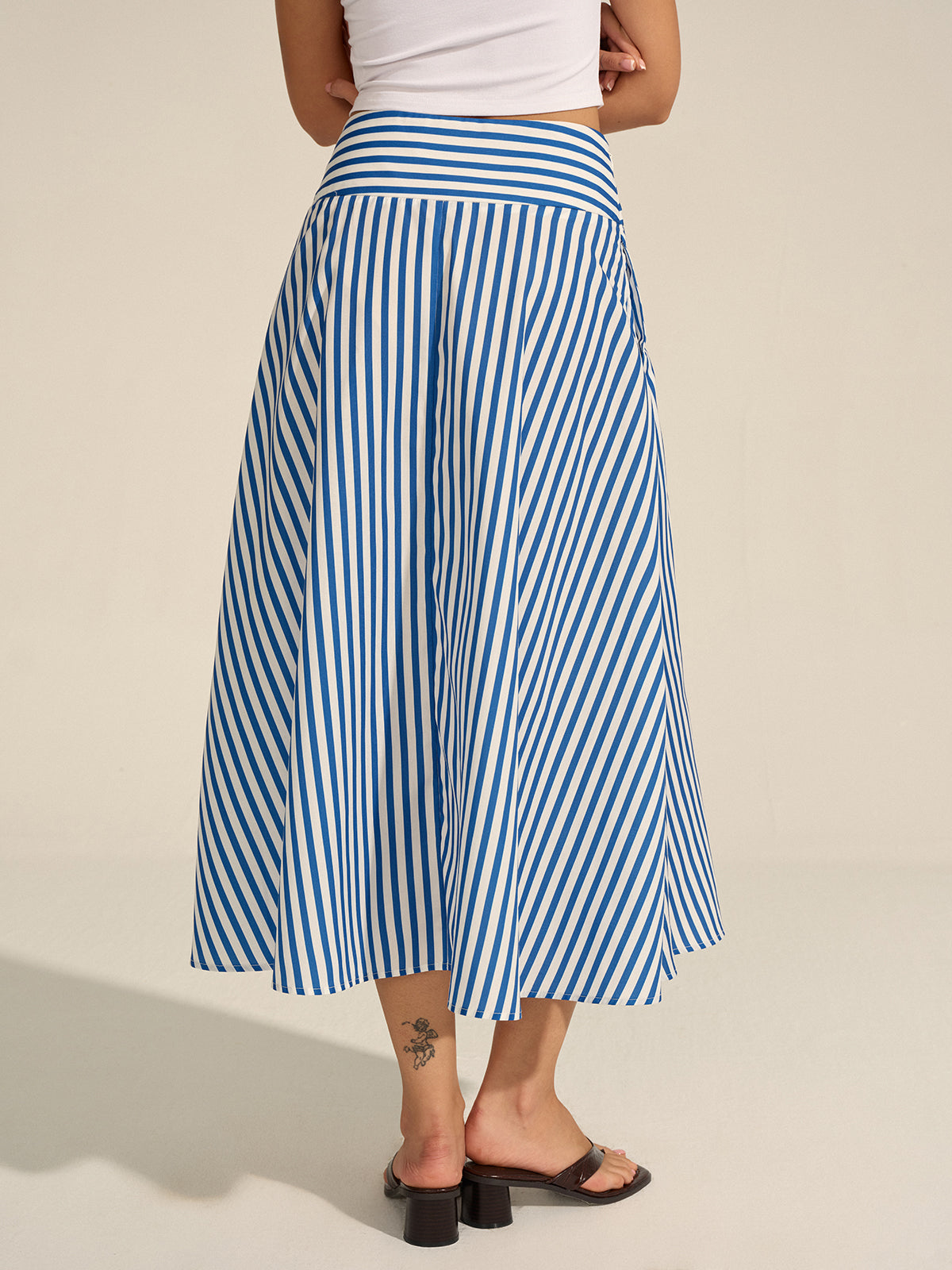 Striped Metal Decor Maxi Skirt