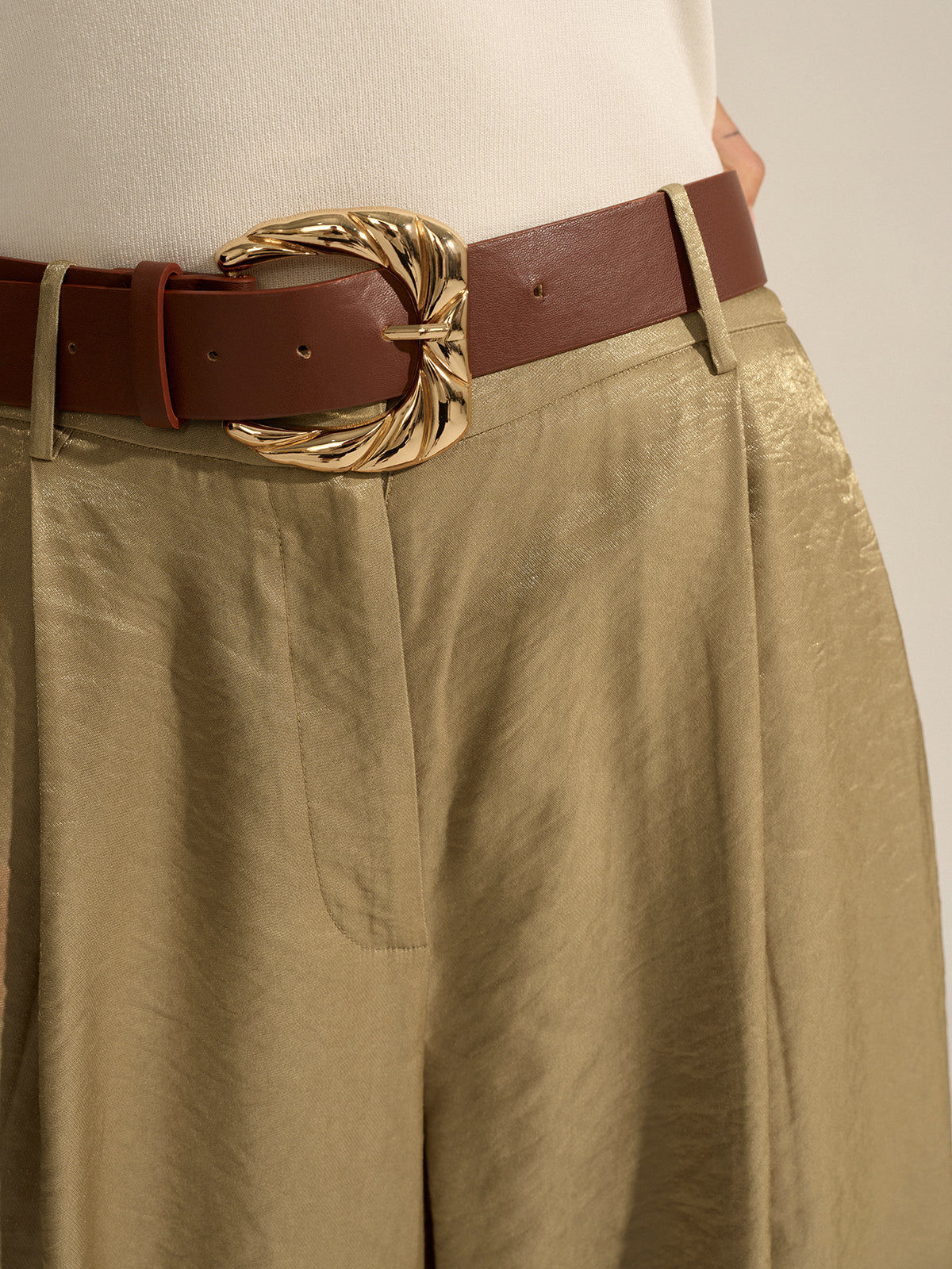 Belted Wide-Leg Pants