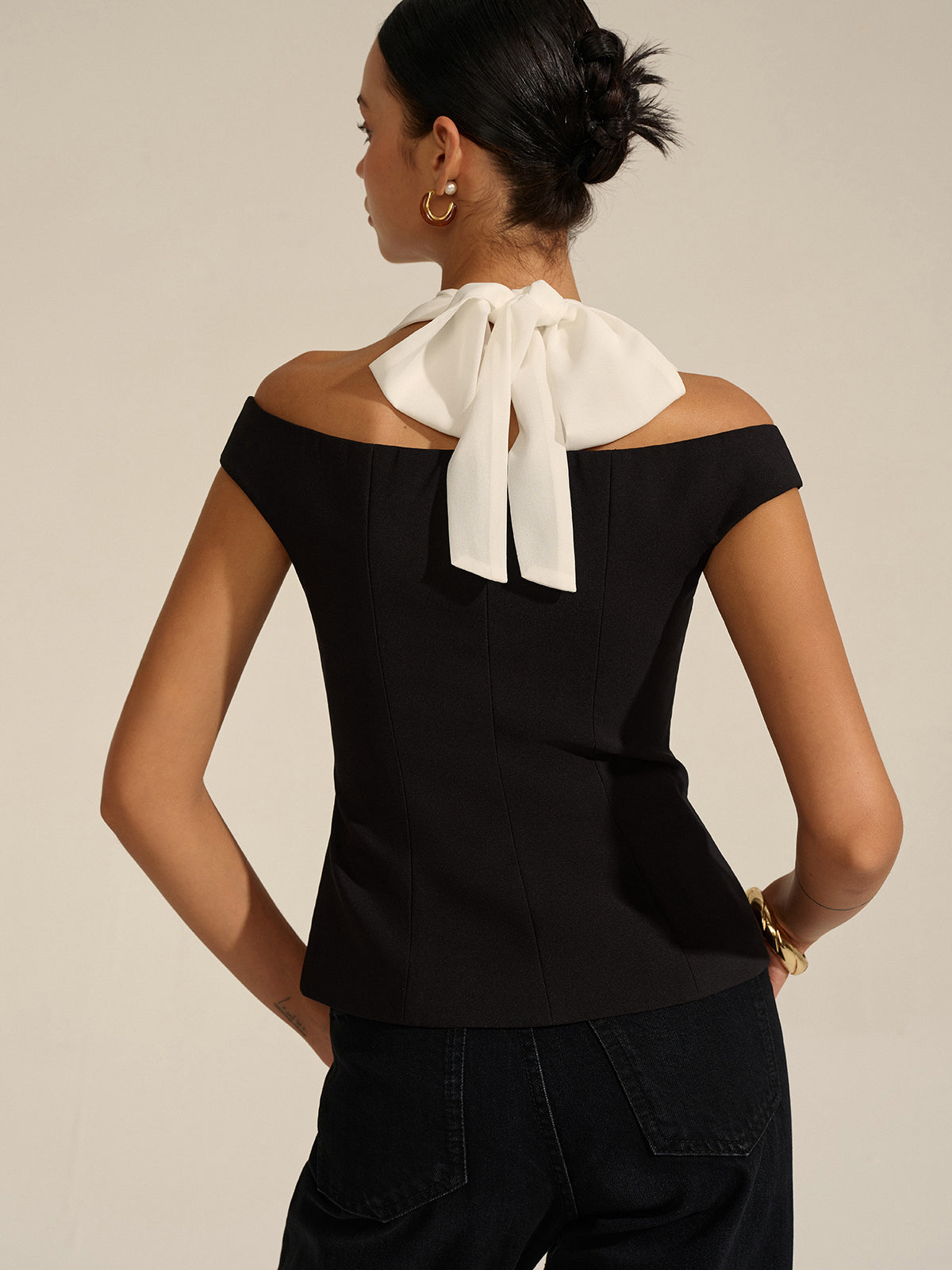 Off-Shoulder Halter Neck Blouse