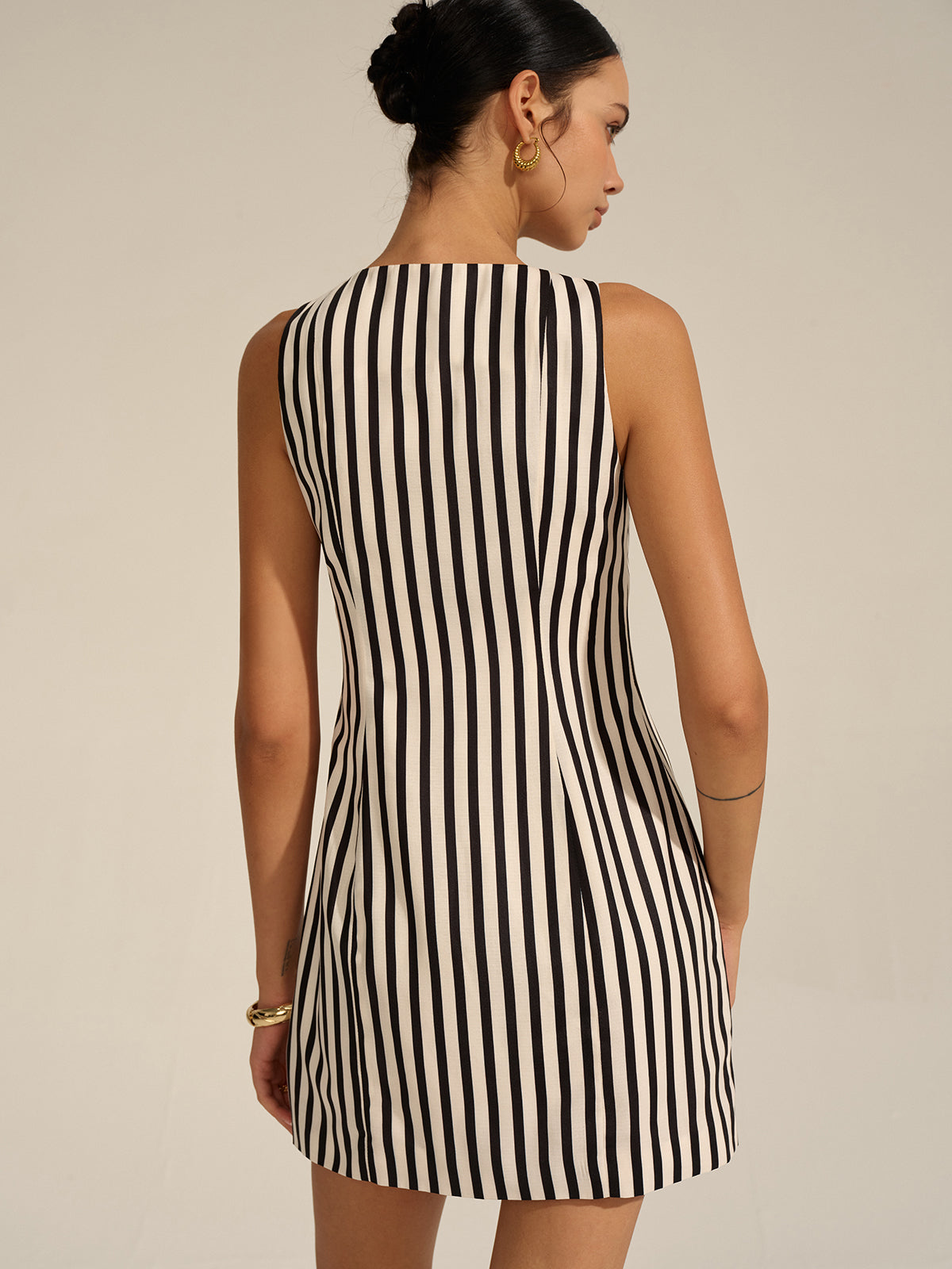 Striped Button-Front Mini Dress