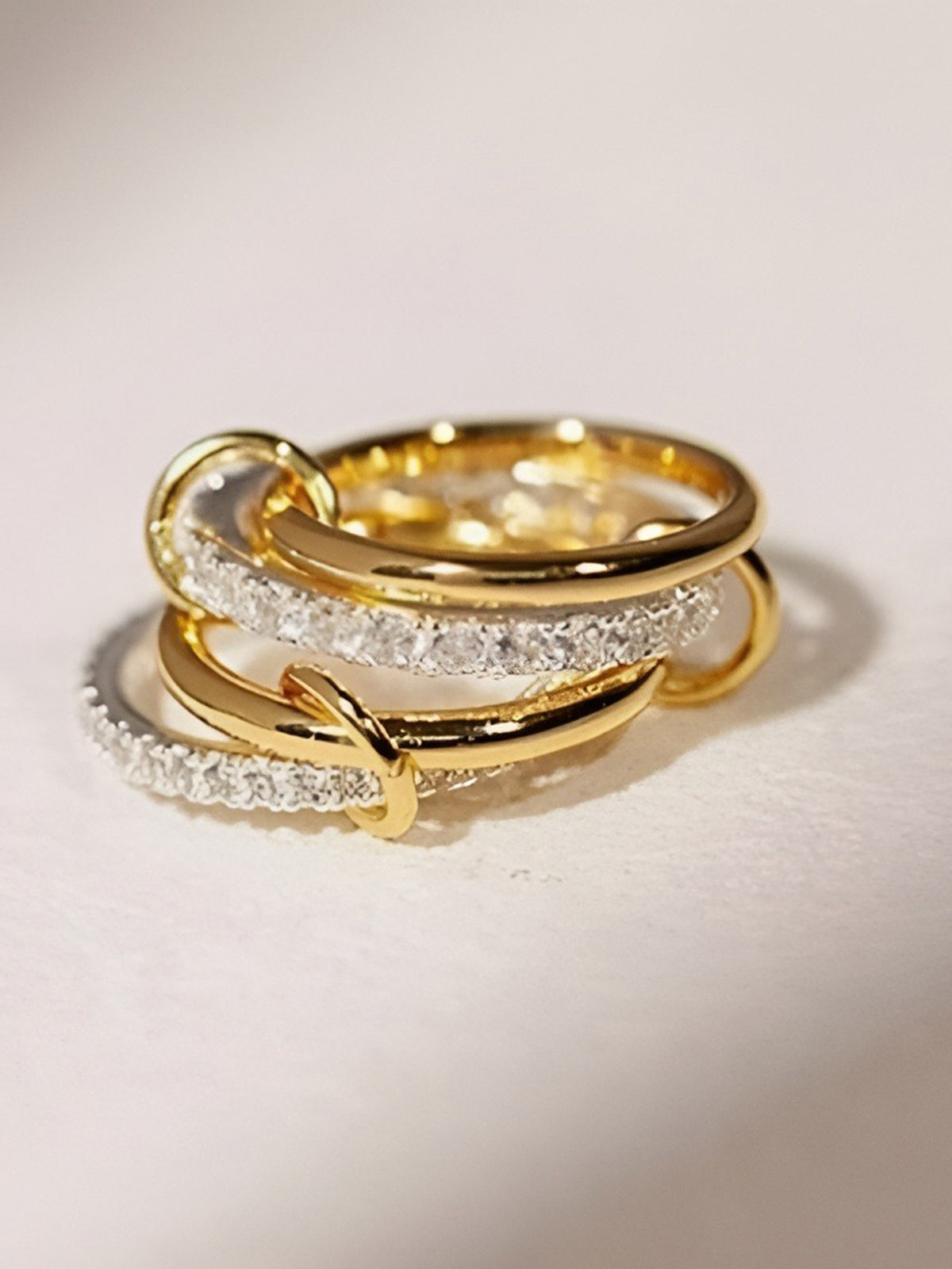 Interlocking Full-Set Cubic Zirconia Rings