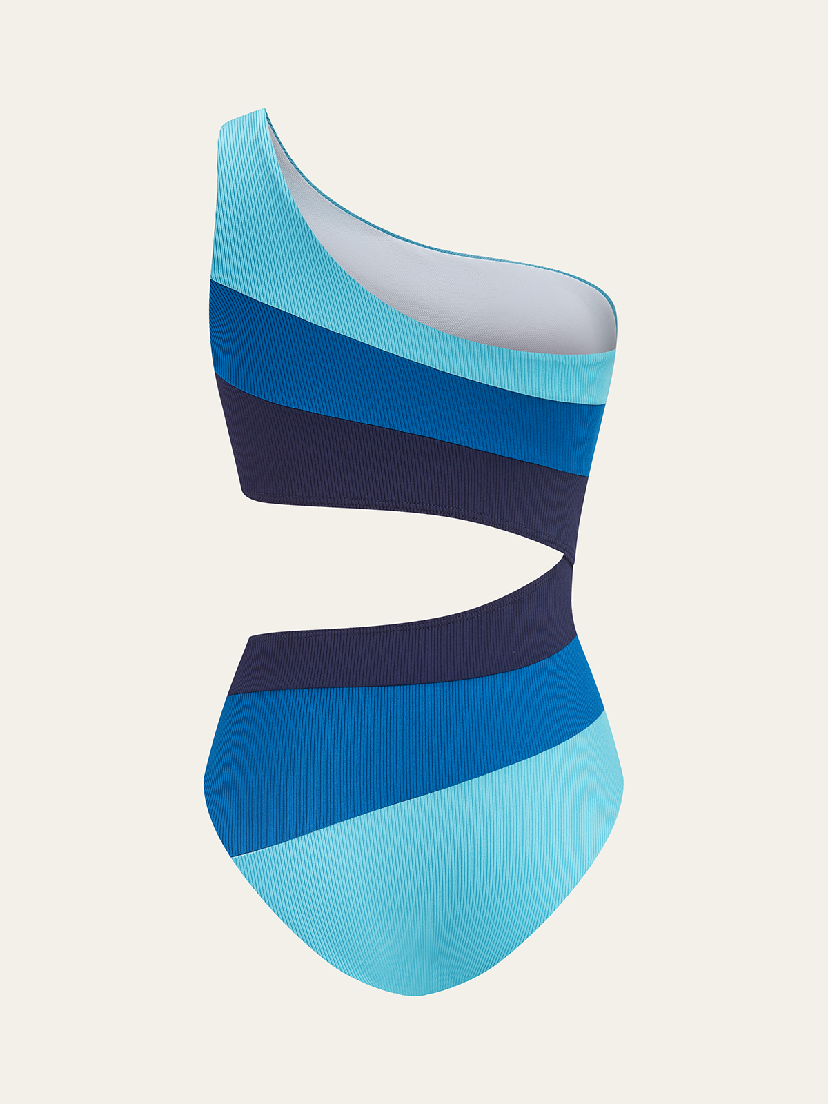 Asymmetrical Striped One-Shoulder Swimsuit