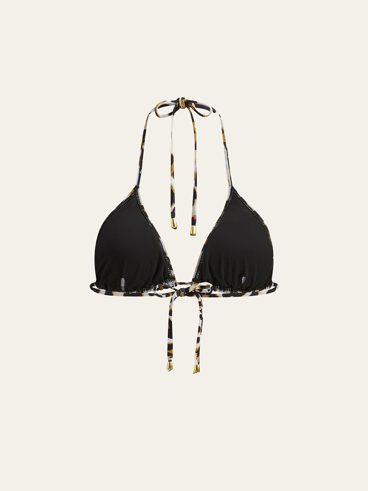 Leopard Print Triangle Bikini Top with Tie-Back