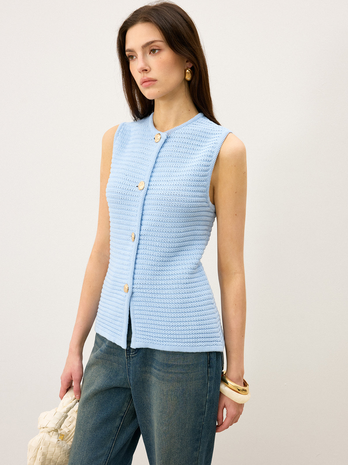 Button-Front Knit Vest