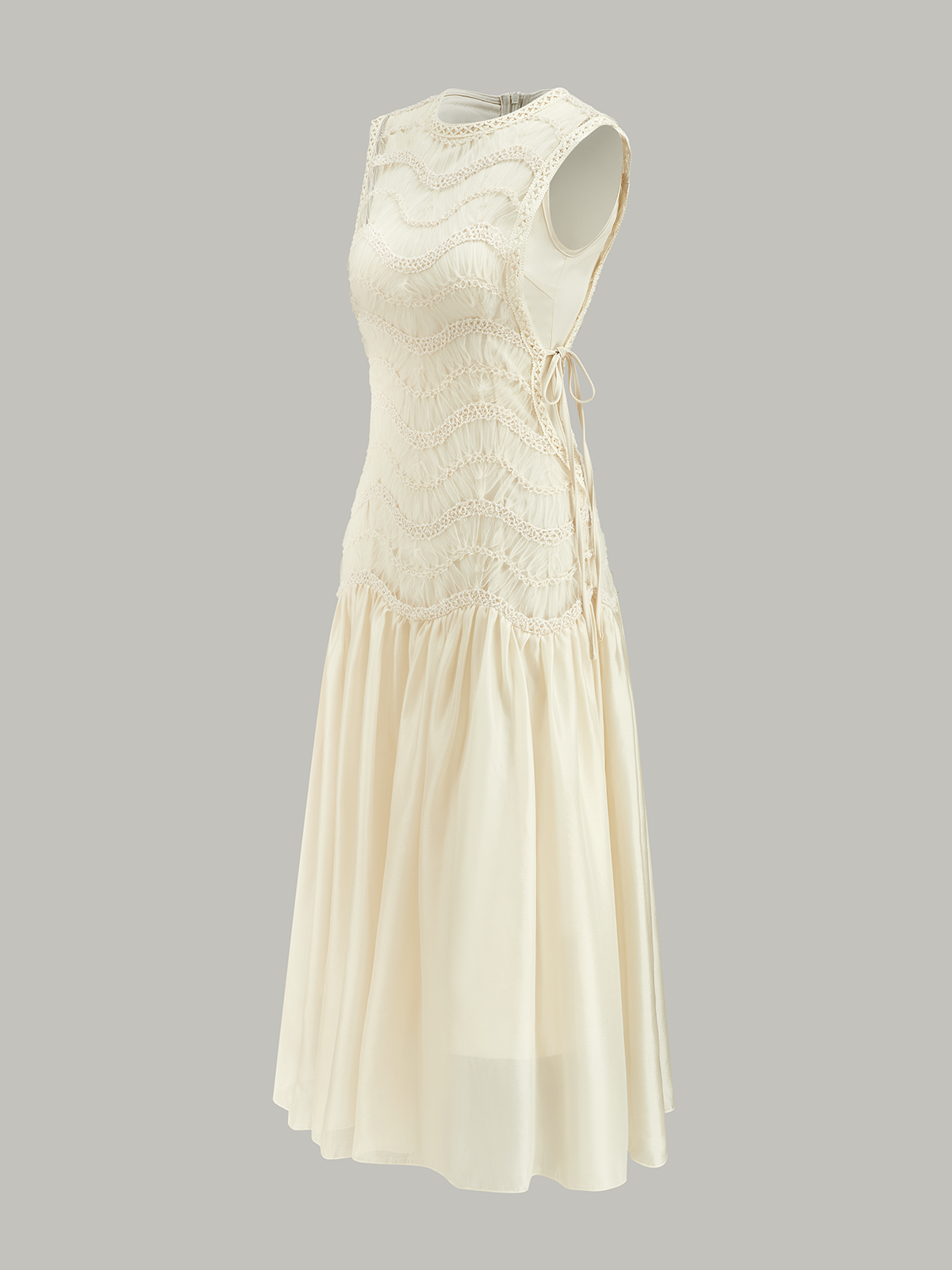 Textured Fabric Panel Tulle Dress