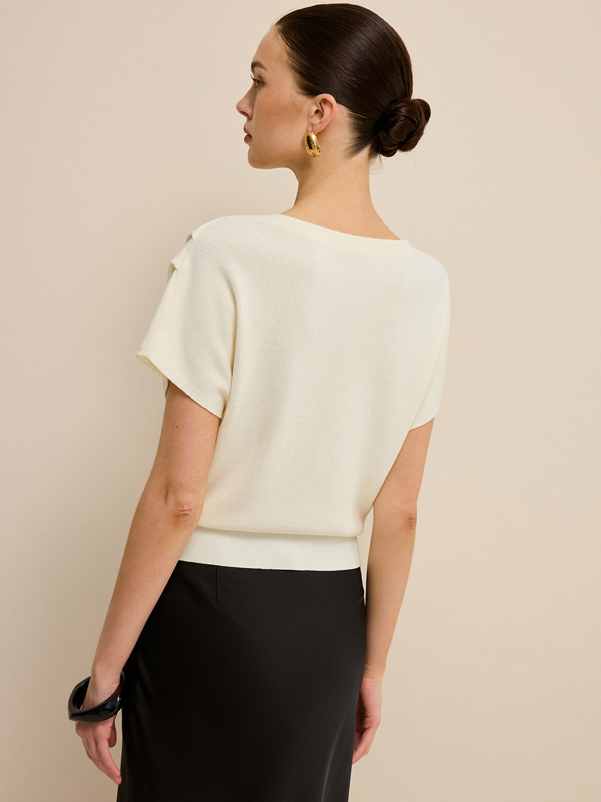 Elasticized Hem Knit Top