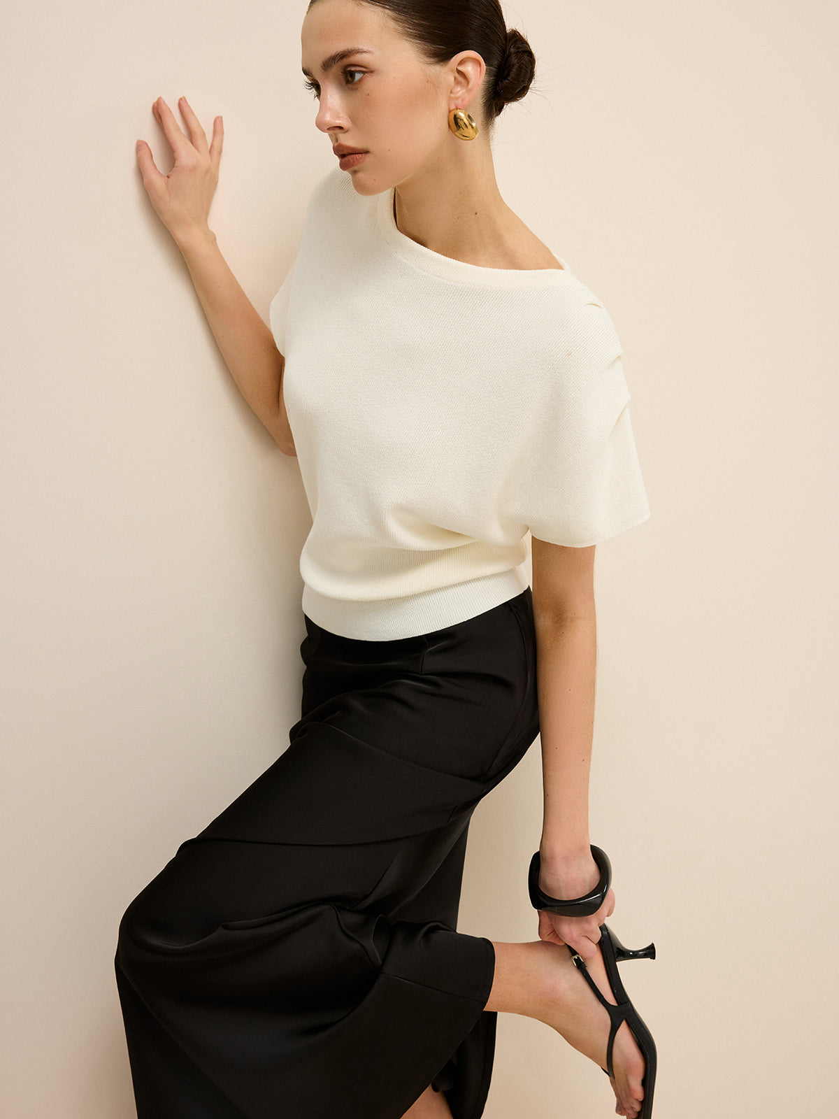 Elasticized Hem Knit Top