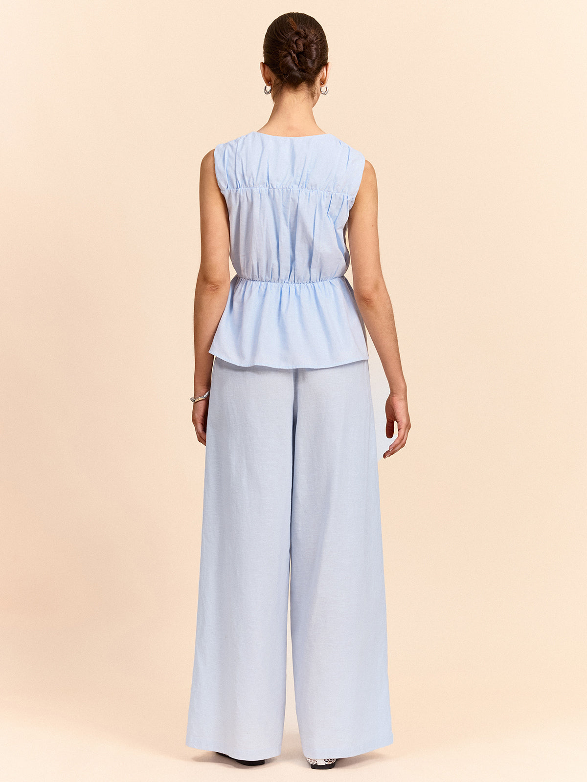 Tie-Front Linen & Cotton Pants Set