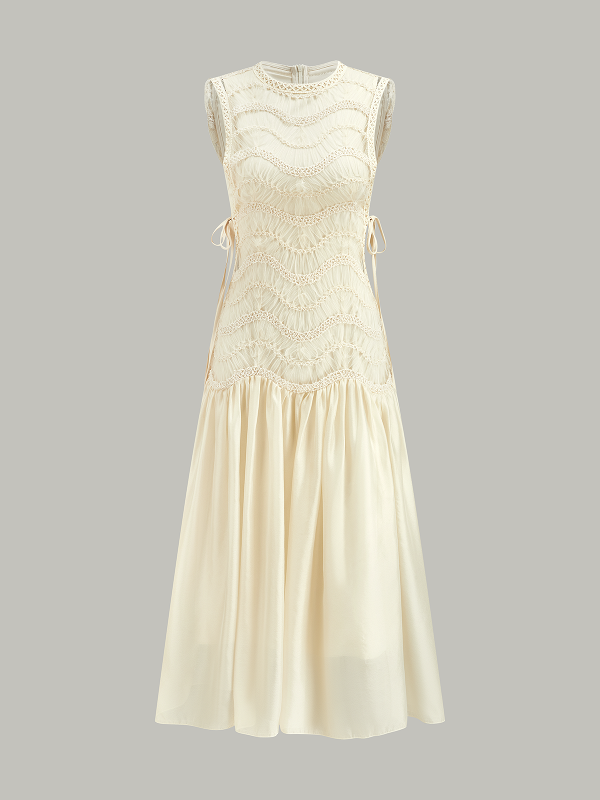 Textured Fabric Panel Tulle Dress