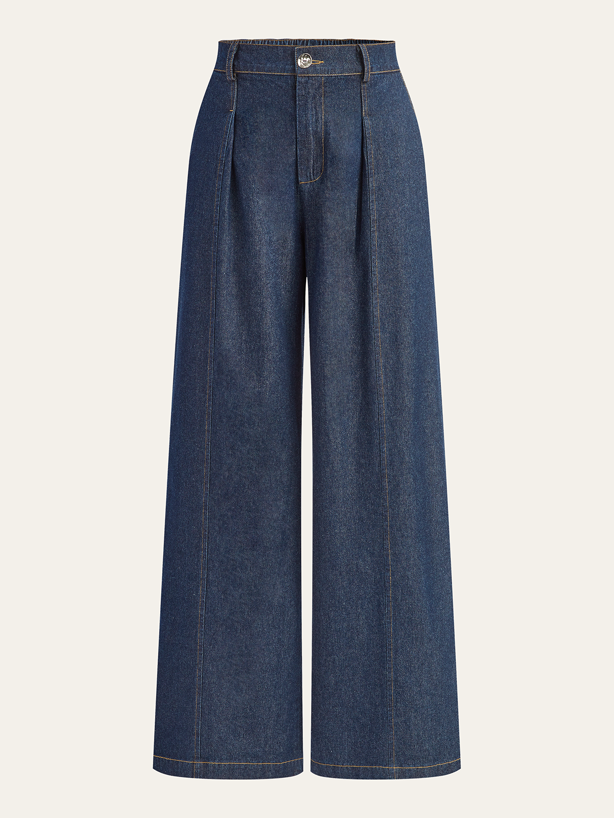 High-Waisted Wide-Leg Denim Pants