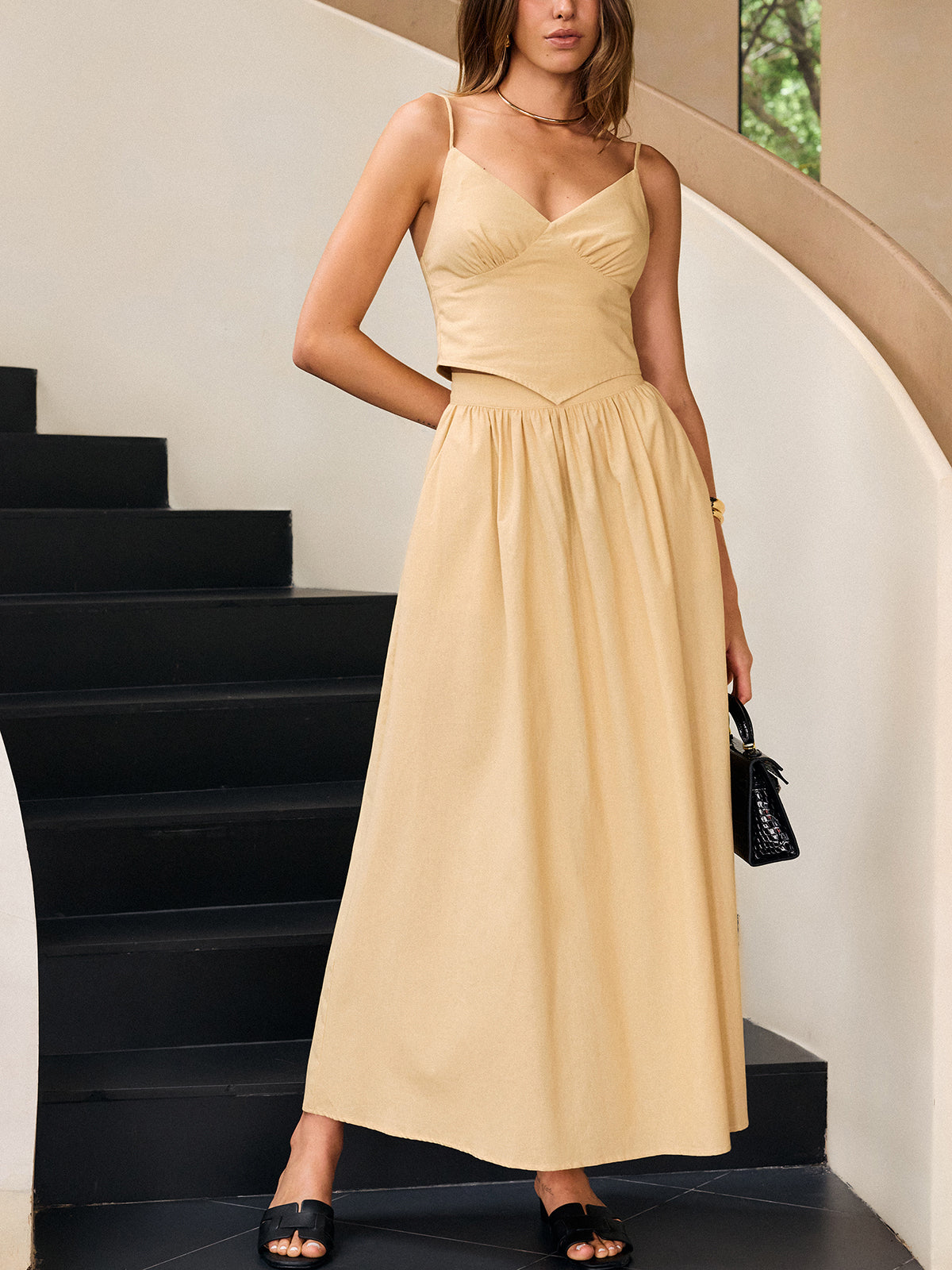 Backless Cami Top and Maxi Skirt Set