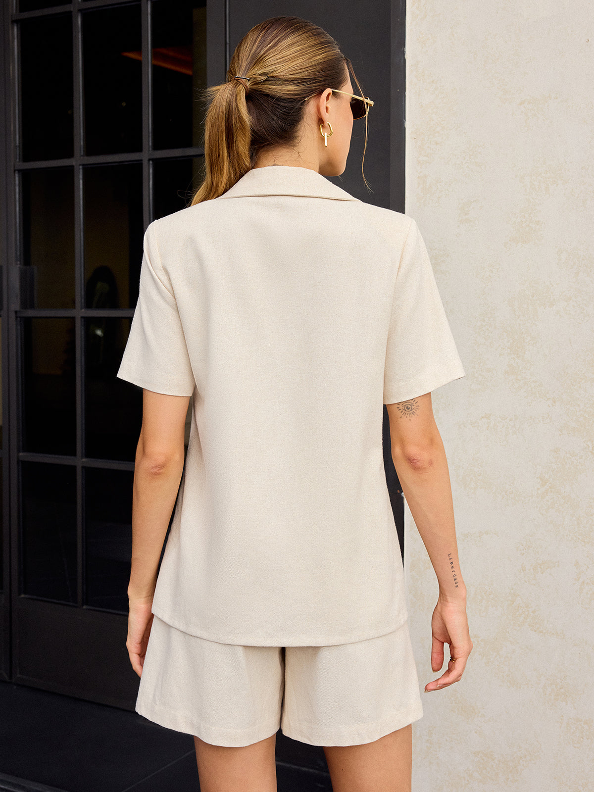 Cotton & Linen Metal Decor Shorts Set