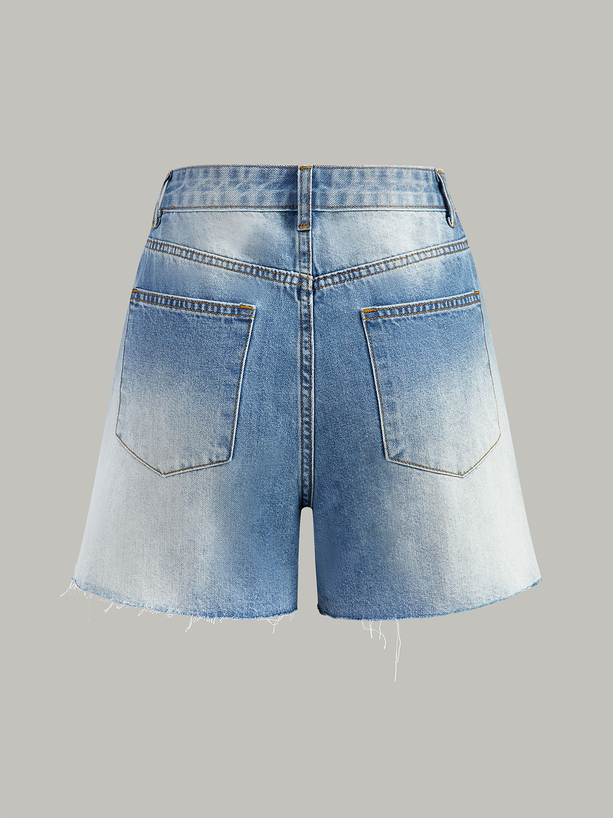 Asymmetric-Waist Distressed Denim Shorts