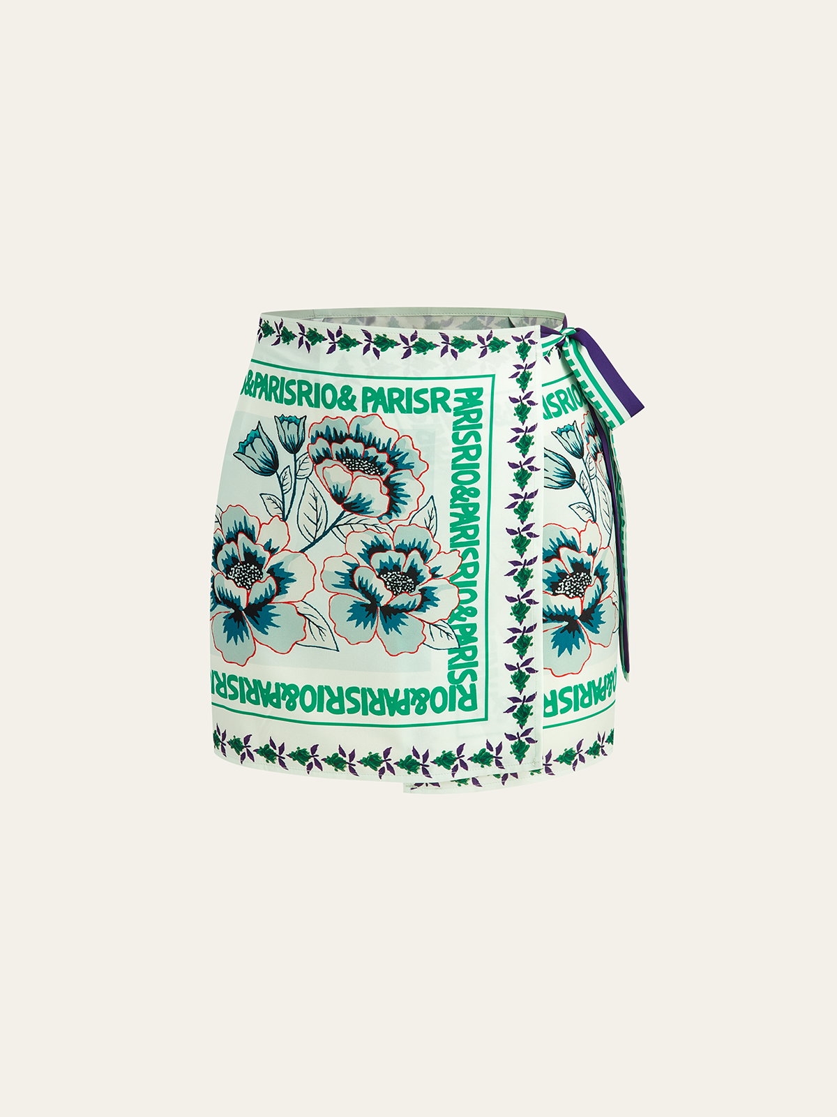 Vacation Print Asymmetrical Mini Skirt