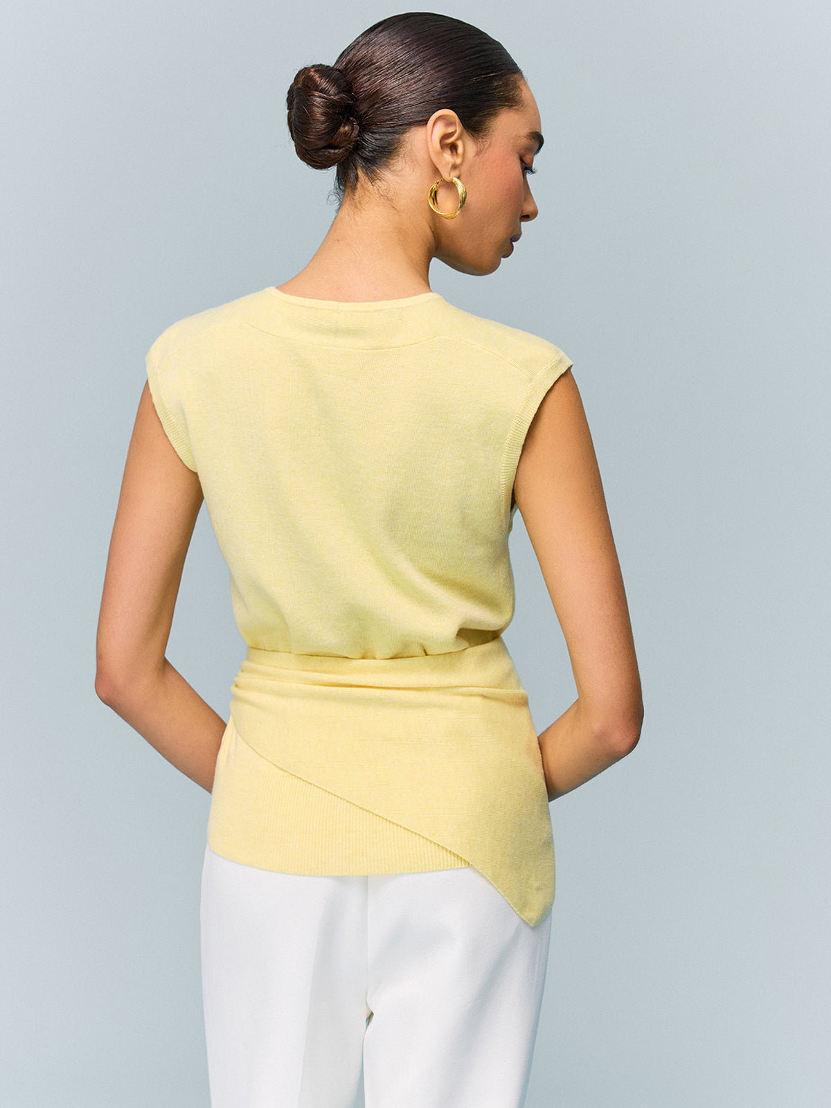 Button Knit Top with Convertible Styling Options