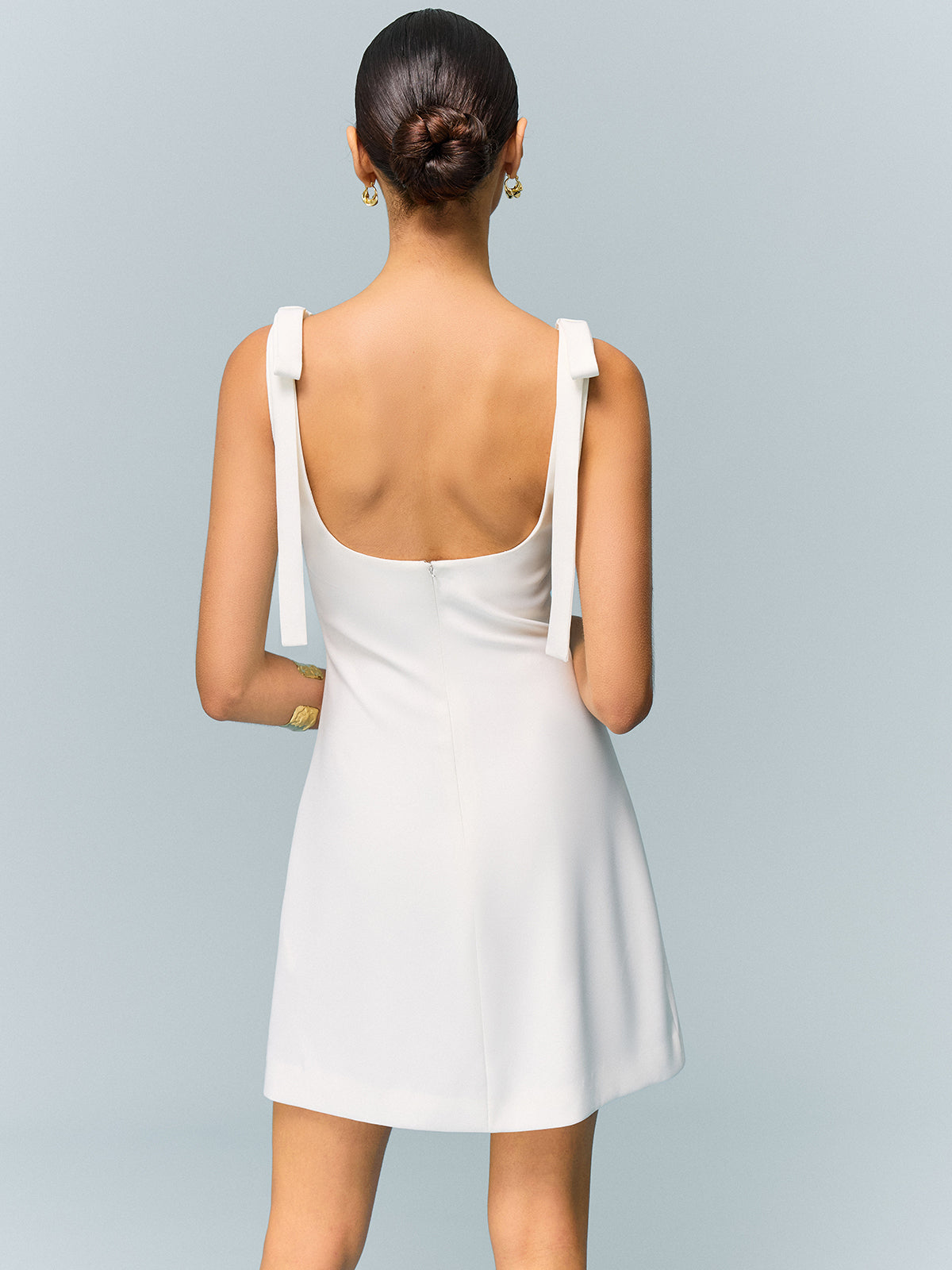 Bow-Strap Backless Mini Dress