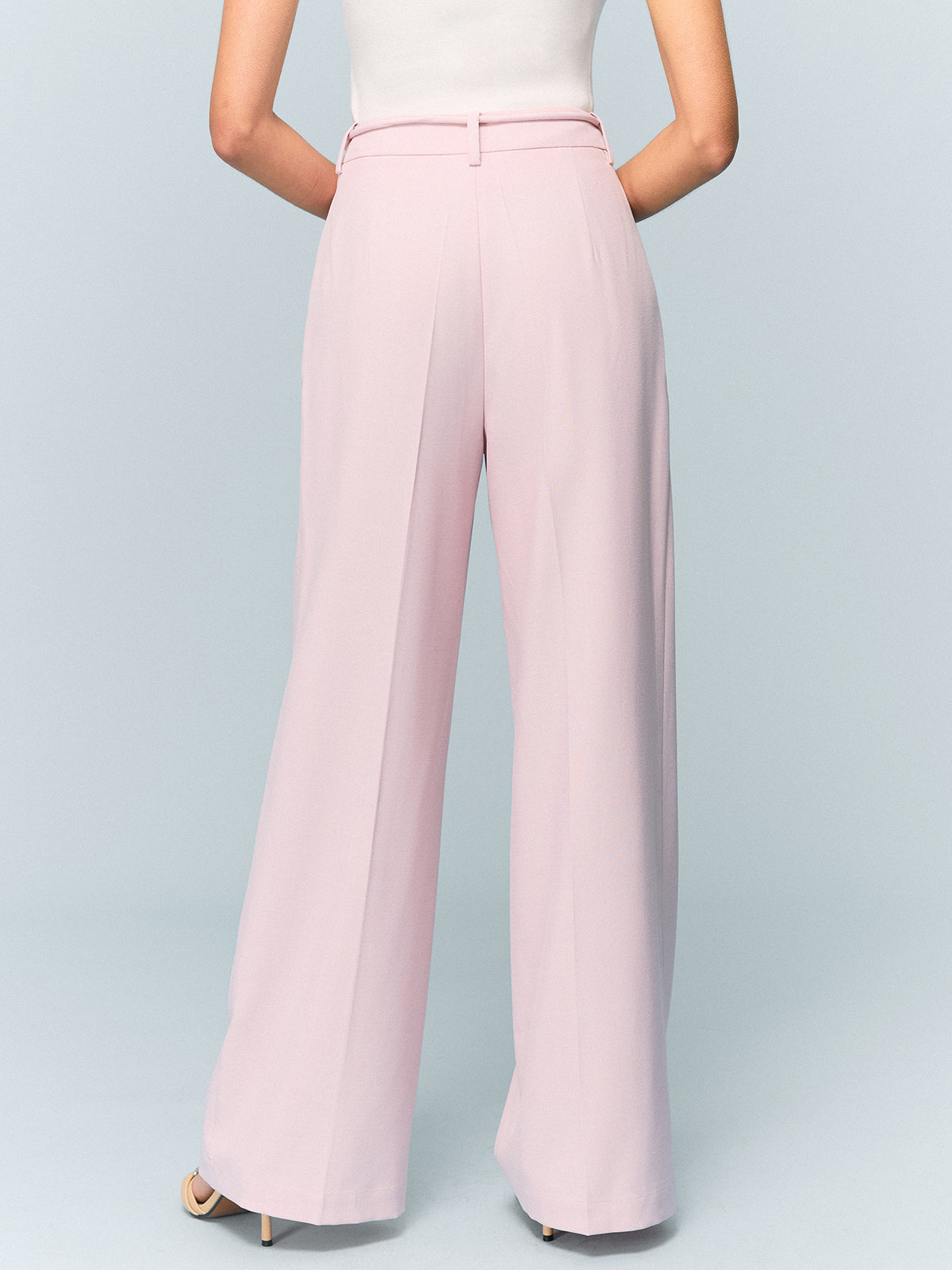 High-Waisted Wide-Leg Pants with Tie Detail