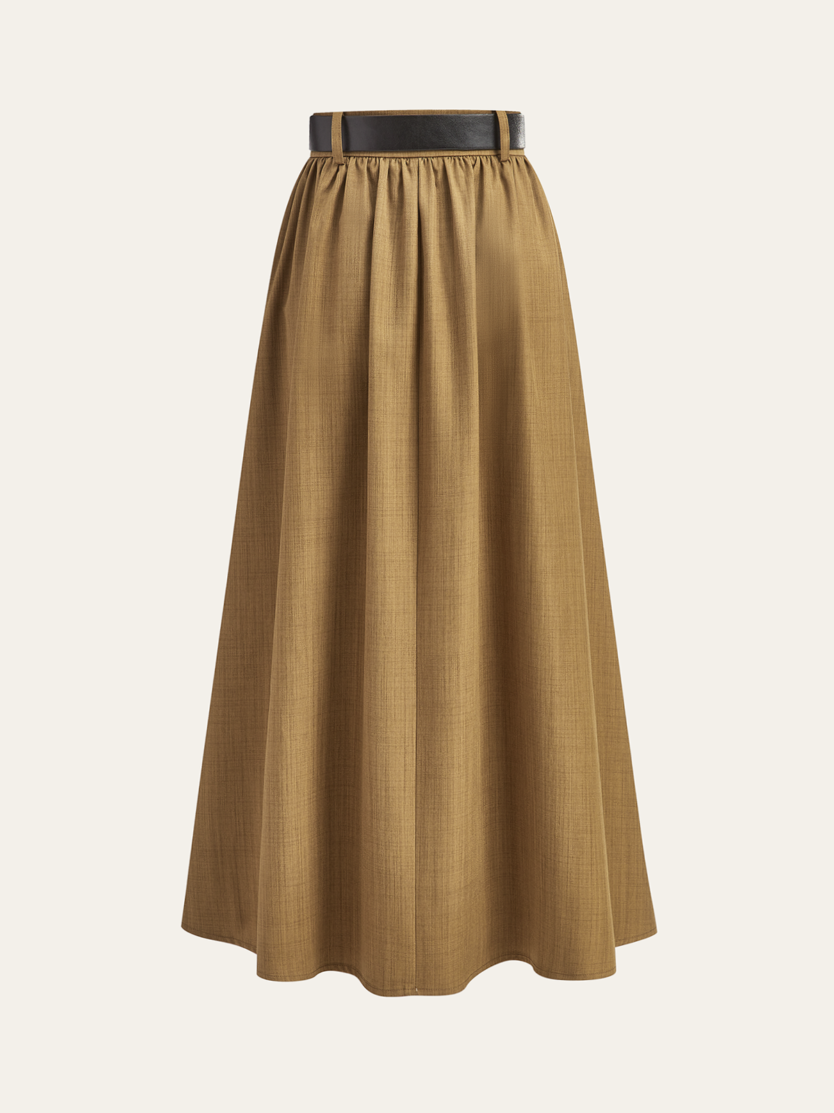 Belted Pleated Midi Skirt