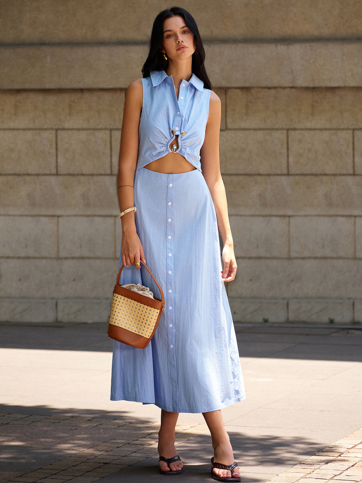 Metal Decor Cutout Dress