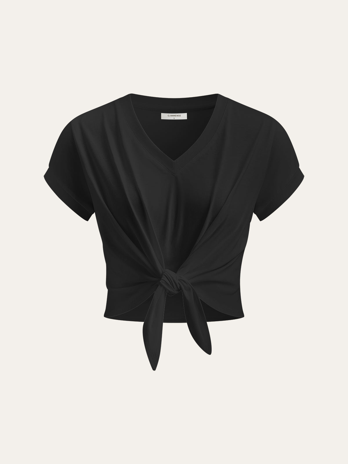 Knot Front V-Neck T-Shirt
