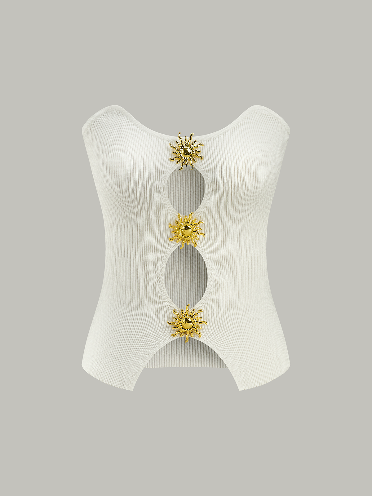 Metal Cut-Out Knit Sweater Vest