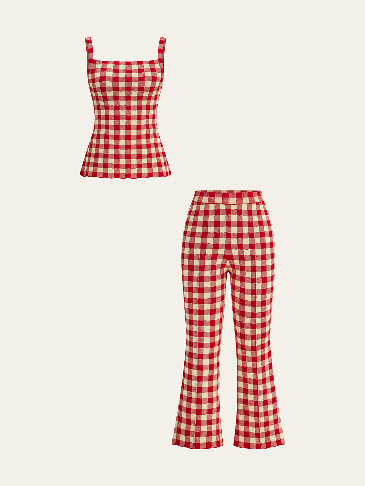 Gingham Print Pants Set