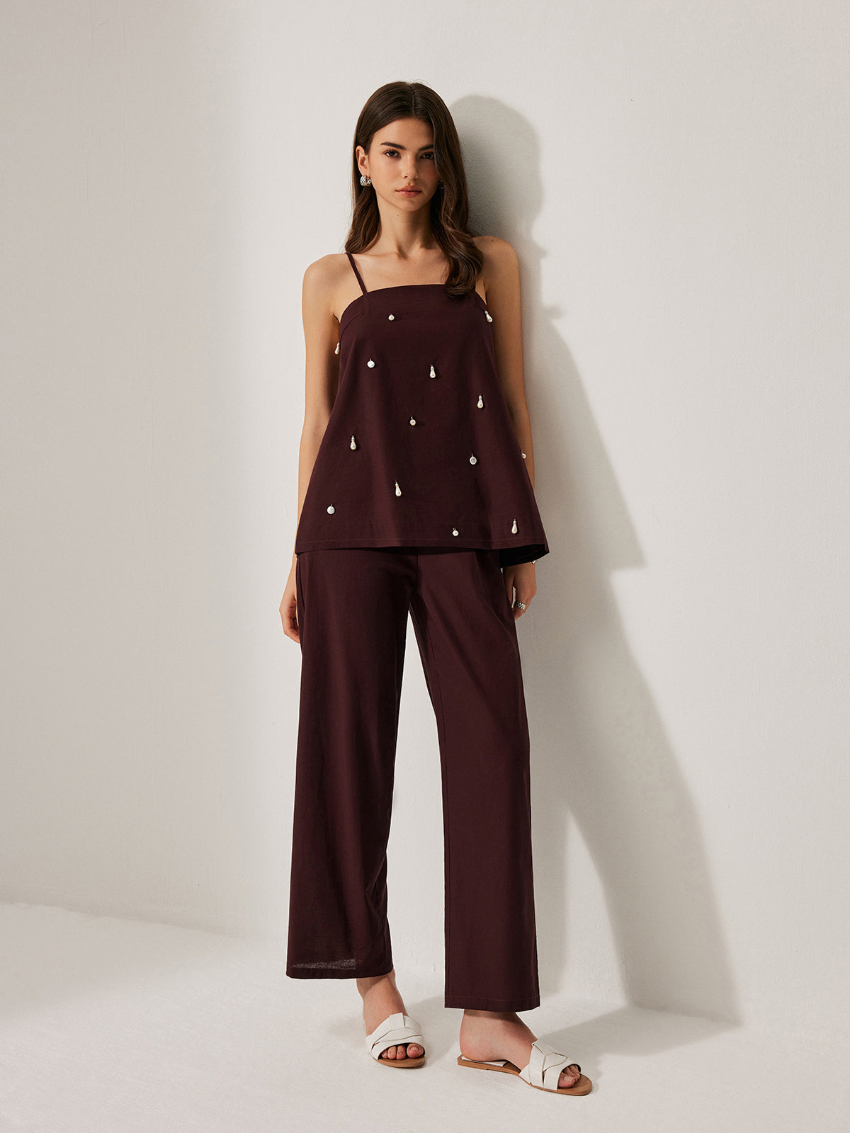 Cotton & Linen Pants Set With Pockets