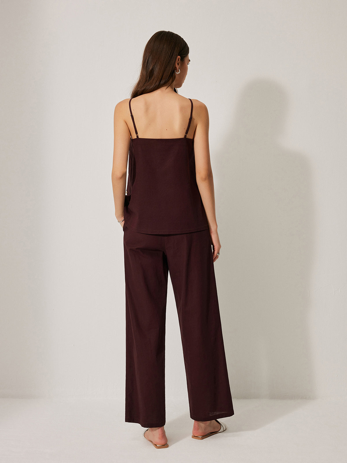 Cotton & Linen Pants Set With Pockets