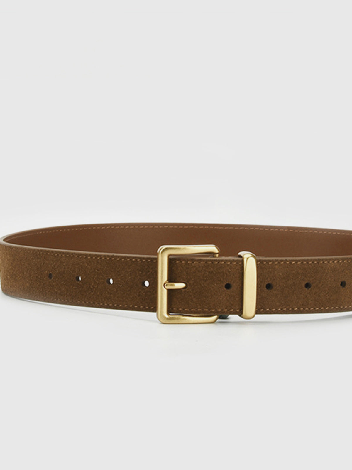 Golden Buckle Suede Belt