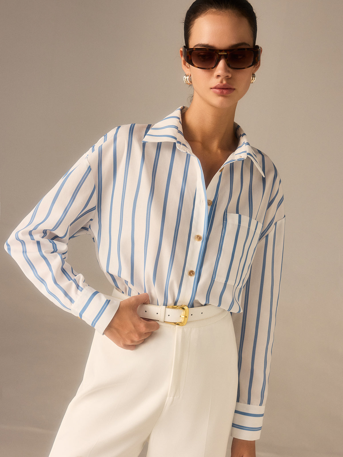 Oversized Striped Button Shirt