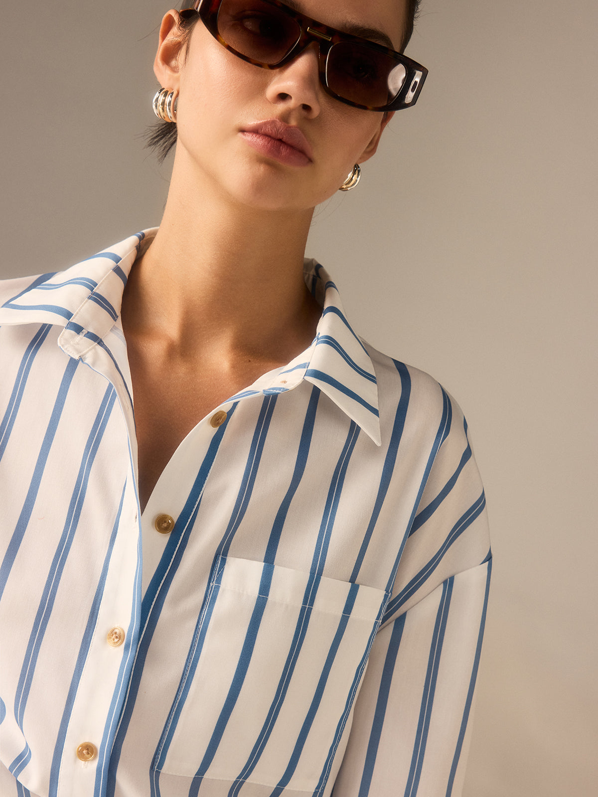 Oversized Striped Button Shirt