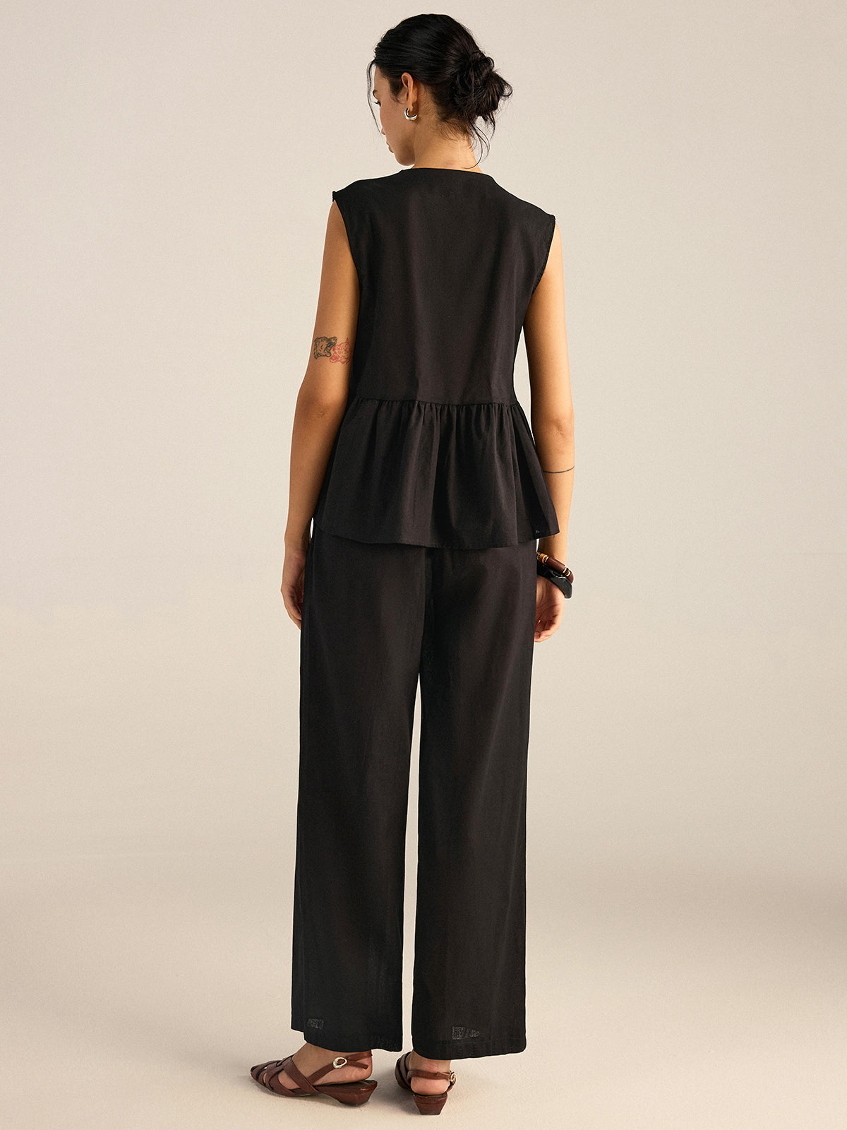 Ruffled Vest Pants Set