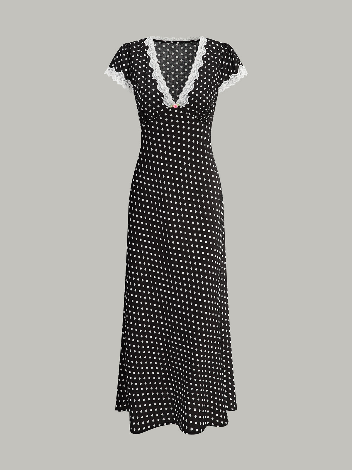 Polka Dot Lace-Trim Dress