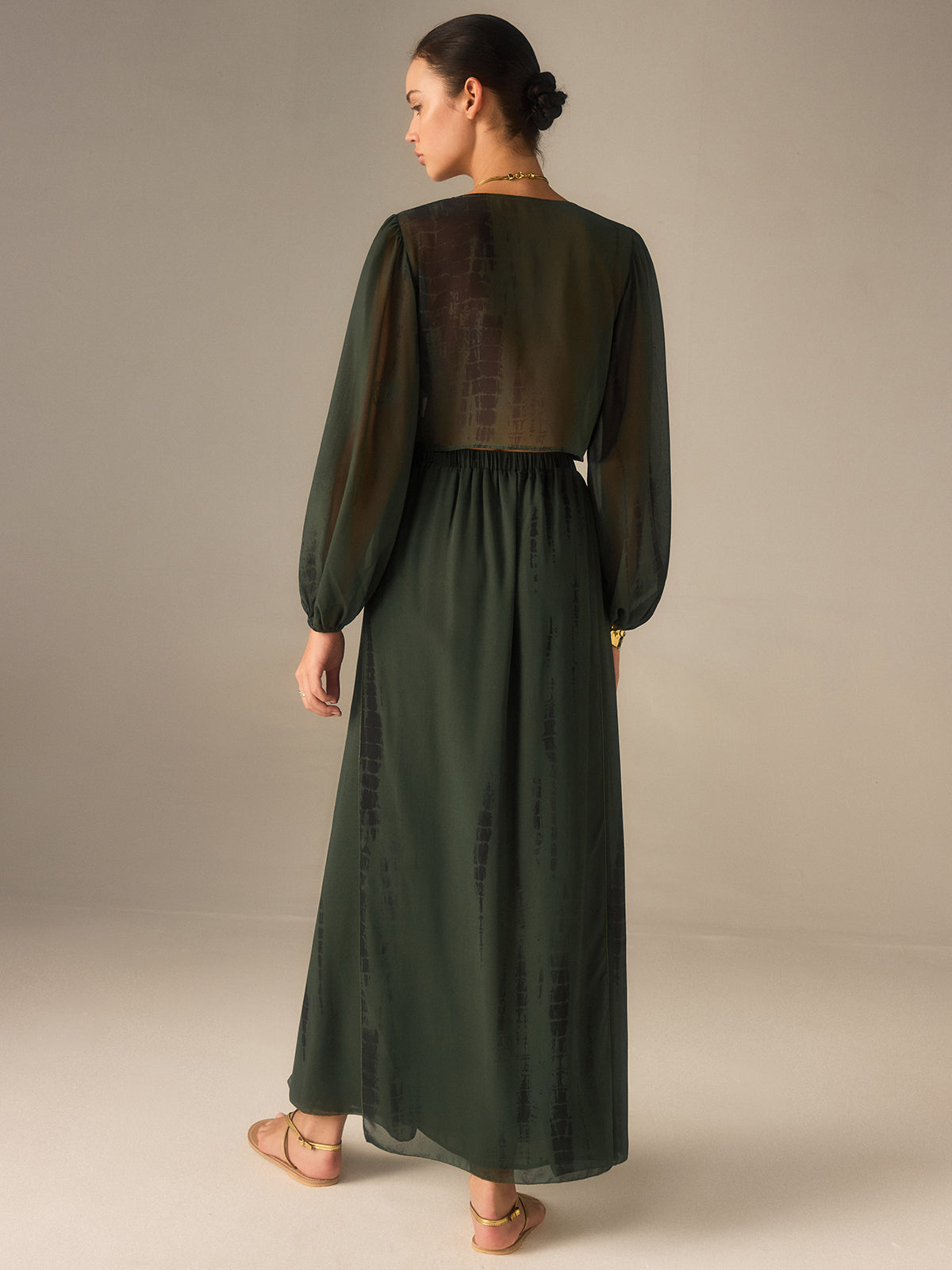 Chiffon Crop Top and Slit Maxi Skirt Set