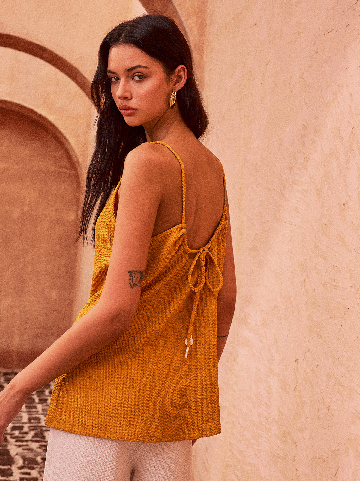 Textured Tie-Back Tank Top