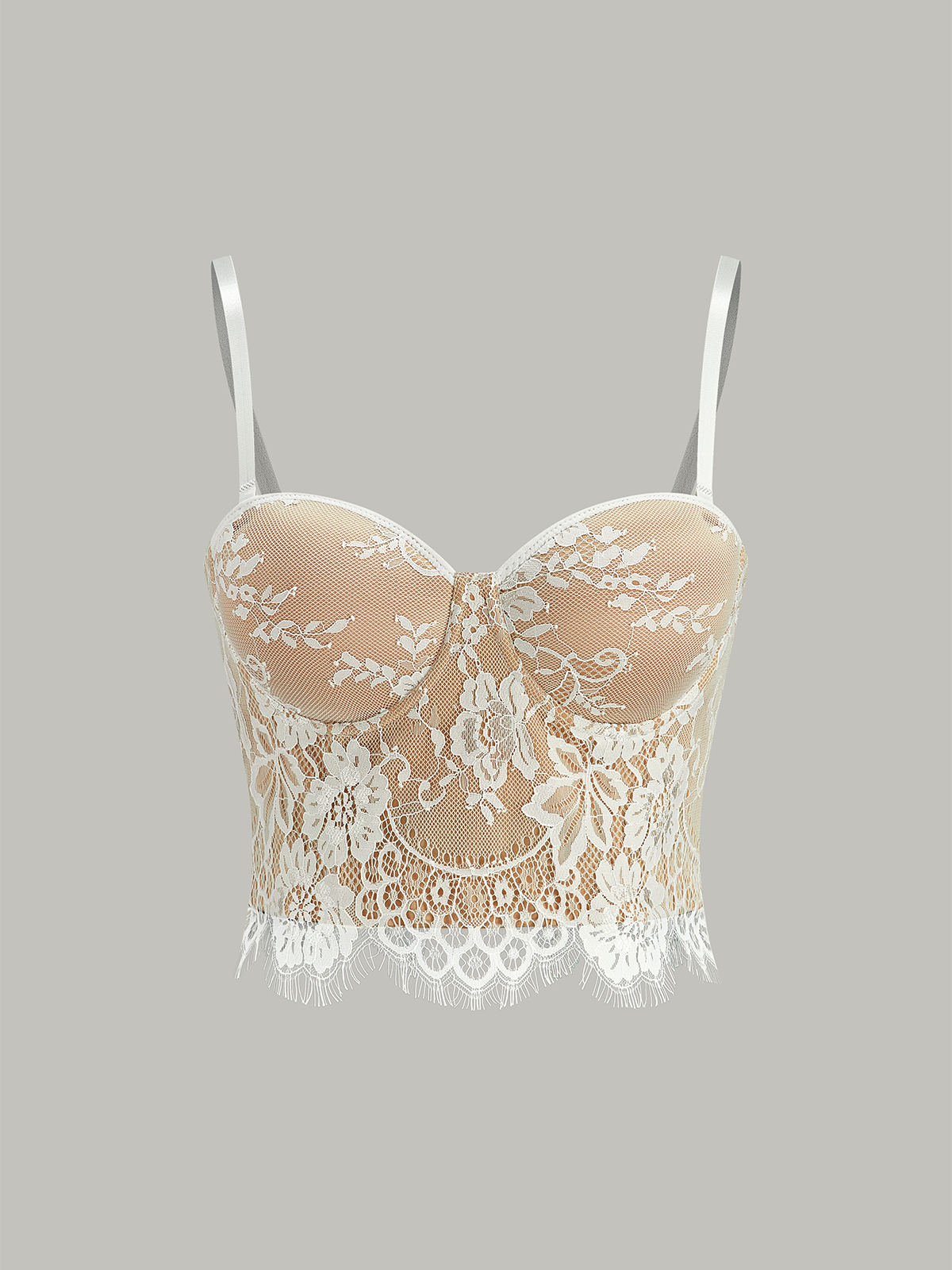 Lace-Trimmed Corset Top with Thin Straps