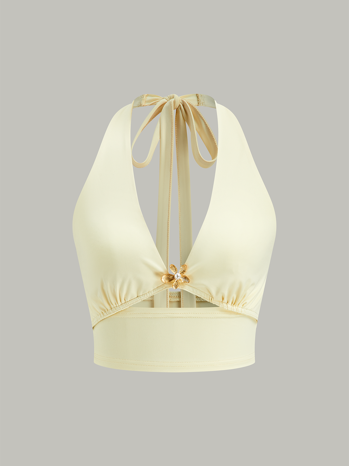 Halter Neck Crop Top and Mesh Paneled Skirt Set