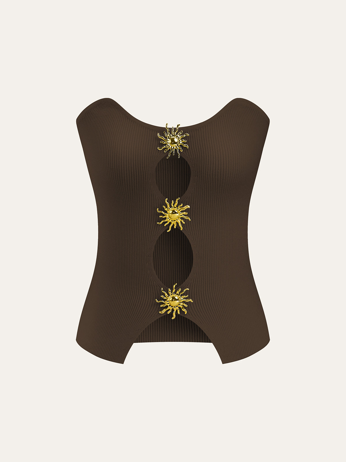 Metal Cut-Out Knit Sweater Vest