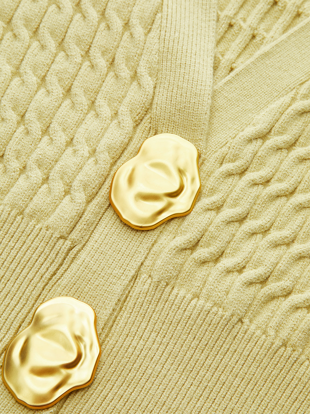 Metal Button Cable Knit Waist-Cinching Vest