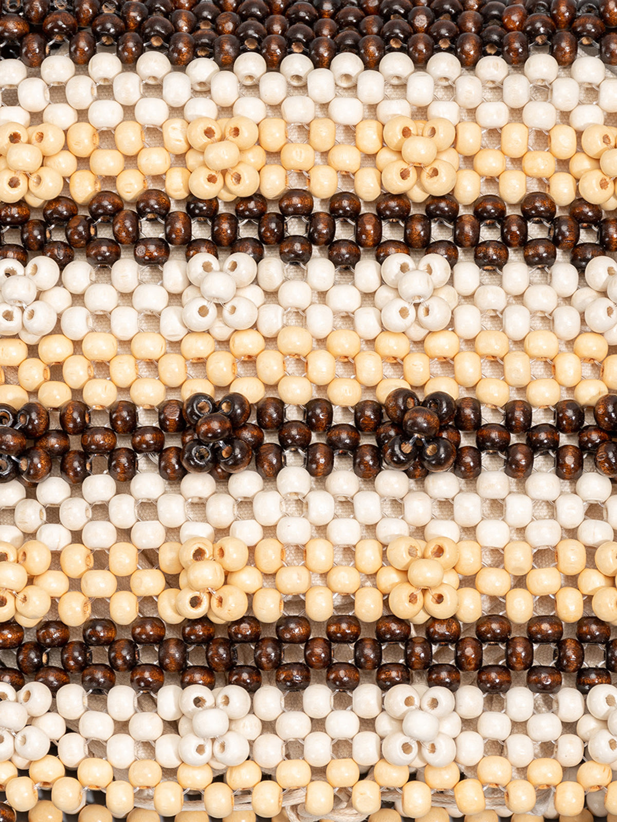 Striped Wooden Beaded Tote Bag