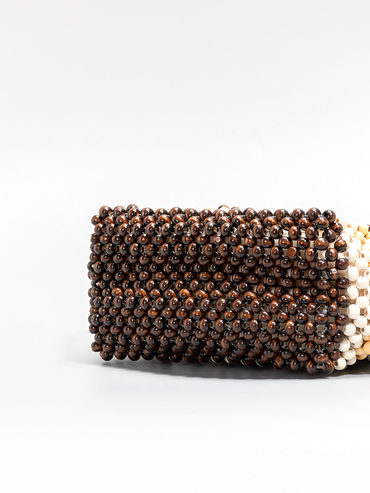 Striped Wooden Beaded Tote Bag