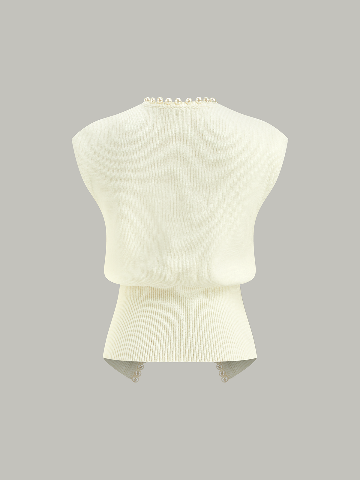 Pearl Decor Wide Shoulder Cardigan