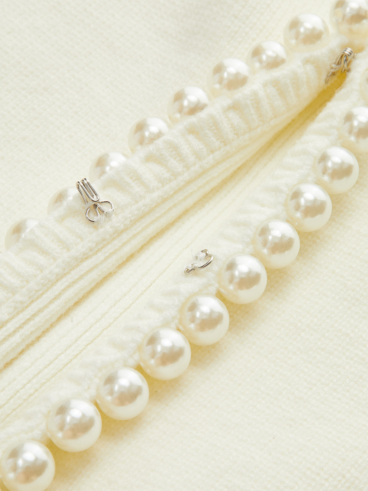 Pearl Decor Wide Shoulder Cardigan