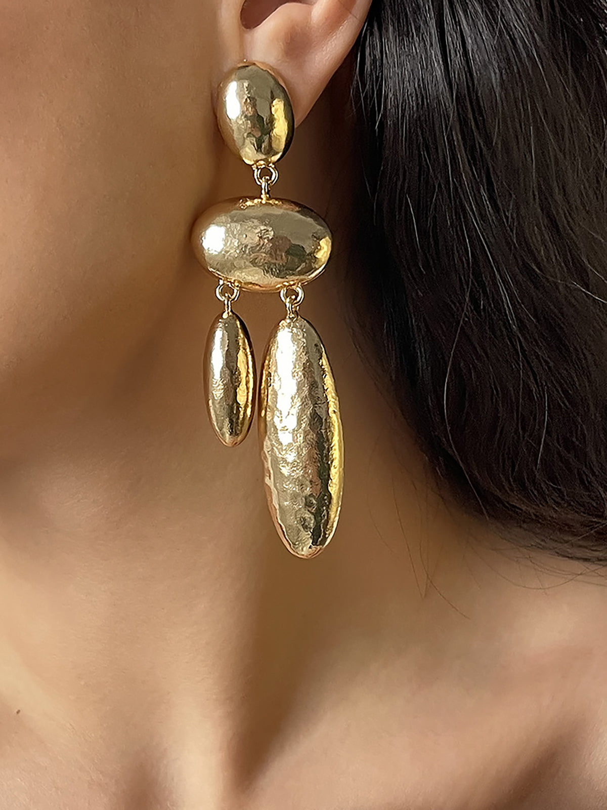 Long Alloy Geometric Drop Earrings