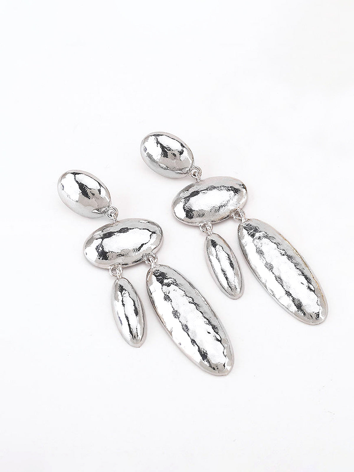 Long Alloy Geometric Drop Earrings