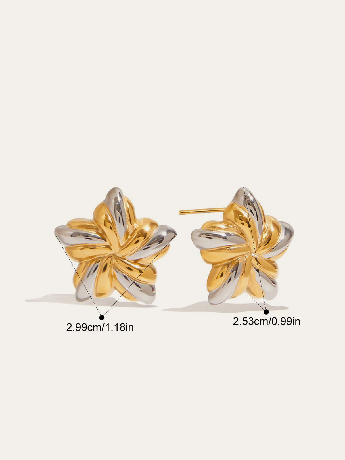 Two-Tone Flower-Shaped Stud Earrings